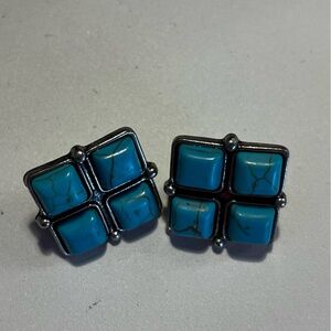 Turquoise Square Stud Earrings